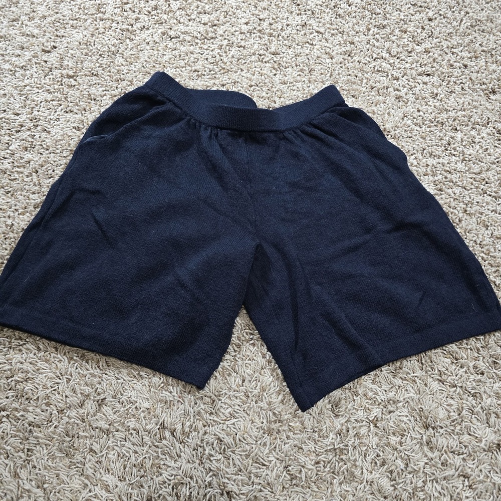 St. John Black Santana Knit Culotte Shorts Skort Womens 2 Pull On Elastic Waist